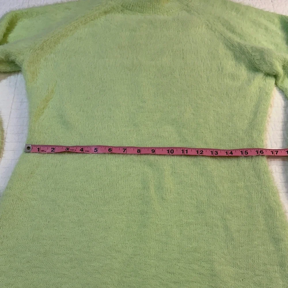Bardot Knit Sweater Dress XL Fuzzy Lime Green Balloon Sleeve Bodycon Mini Cozy